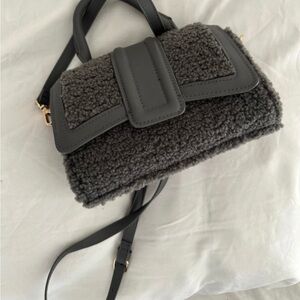 H&M Dark Gray Shearling Crossbody Bag